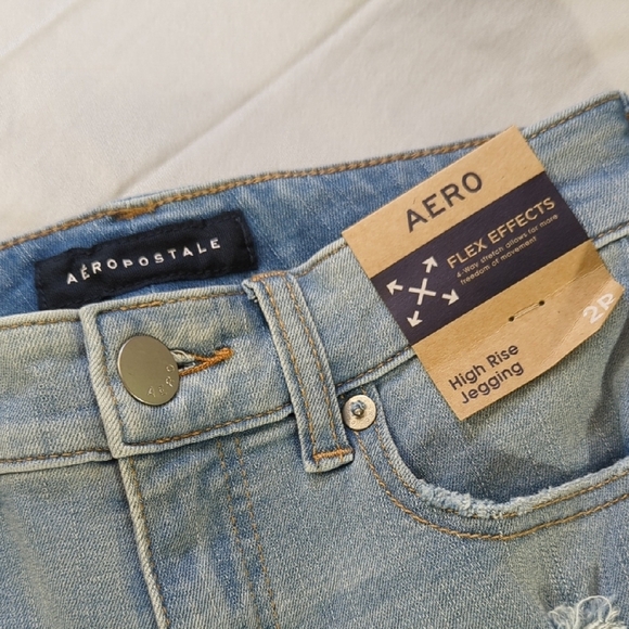 NEW Aeropostale Blue Skinny Jeans Distressed Style - Picture 3 of 12